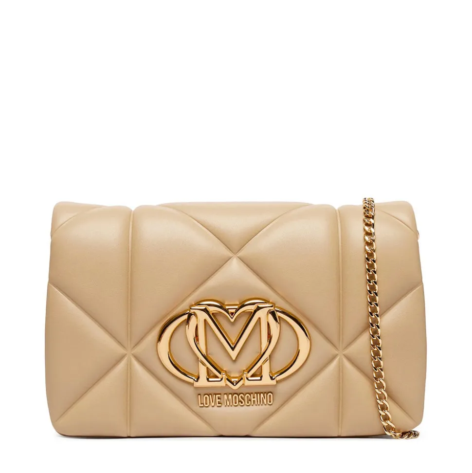 Clutch Trapuntata con Tracolla LOVE MOSCHINO linea Embossed Taupe