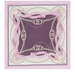 Foulard Donna 120 x 120 cm LIU JO in Tessuto Riciclato Rosa Stampa Nastri
