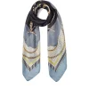 Foulard Donna 120 x 120 cm LIU JO in Tessuto Riciclato Azzurro Stampa Nastri