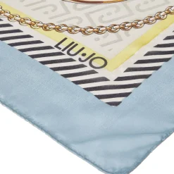 Foulard Donna 120 x 120 cm LIU JO in Tessuto Riciclato Azzurro Stampa Nastri