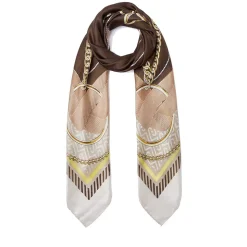 Foulard Donna 120 x 120 cm LIU JO in Tessuto Riciclato Beige Stampa Nastri