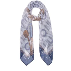 Foulard Donna 120 x 120 cm LIU JO in Tessuto Stampato Blu Scuro
