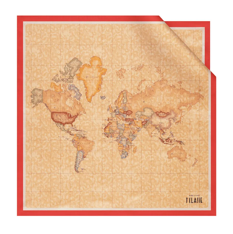 Foulard 70 x 70 cm 1A Classe Alviero Martini in Seta stampa Geo Classic e Rosso Papavero 3270