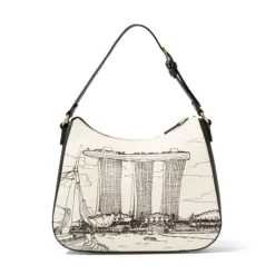 Hobo Bag Donna con Tracolla BRACCIALINI linea Cartoline stampa Singapore