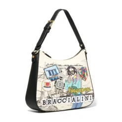 Hobo Bag Donna con Tracolla BRACCIALINI linea Cartoline stampa Singapore