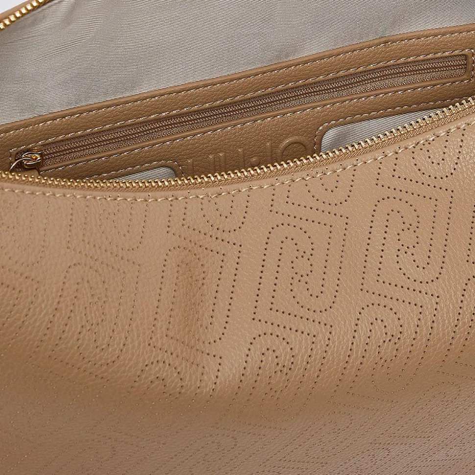 Hobo Bag Large con Tracolla LIU JO color Cammello con Logo Laserato Monogram