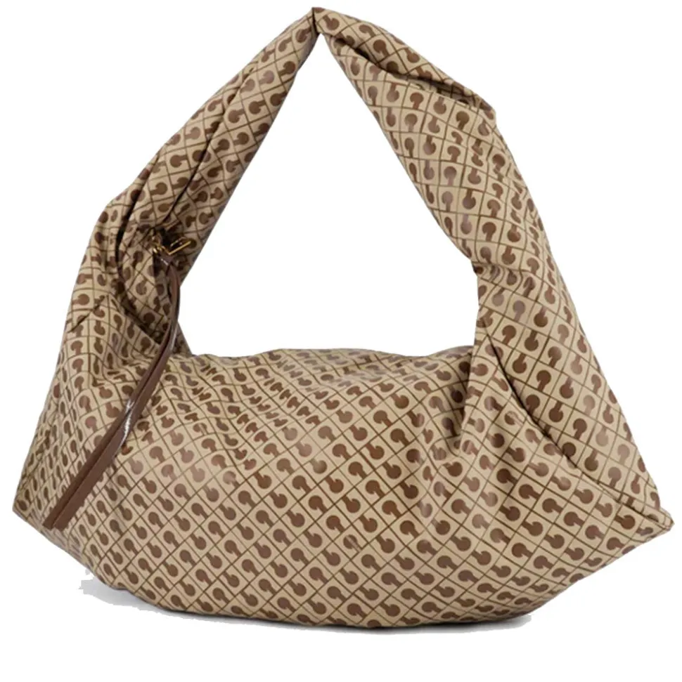 Hobo Bag Large GHERARDINI in Tessuto Softy colore Tabacco Burro