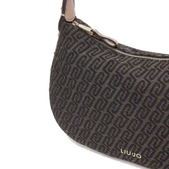 Hobo Bag Media con Tracolla LIU JO in Tessuto Jacquard Testa di Moro con Logo All Over