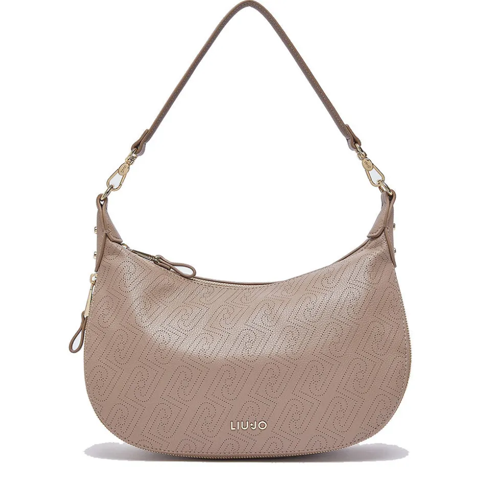 Hobo Bag Media con Tracolla LIU JO Marrone con Logo Laserato Monogram