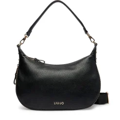 Hobo Bag Media con Tracolla LIU JO Nera con Logo Laserato Monogram