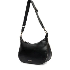 Hobo Bag Media con Tracolla LIU JO Nera con Logo Laserato Monogram