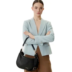 Hobo Bag Media con Tracolla LIU JO Nera con Logo Laserato Monogram