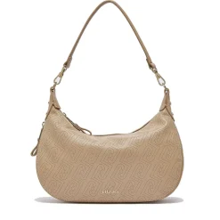 Hobo Bag Media con Tracolla LIU JO color Cammello con Logo Laserato Monogram