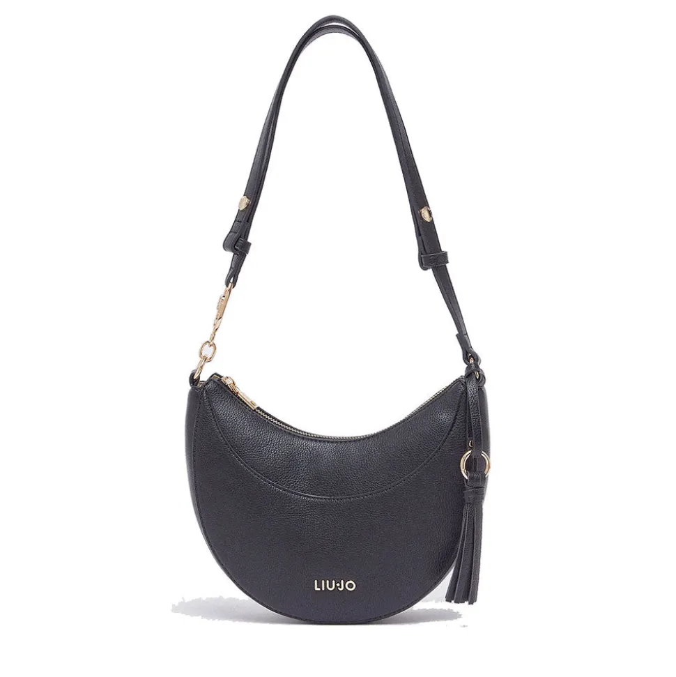 Hobo Bag Media Donna LIU JO stampa Bottalata Nera con Charm