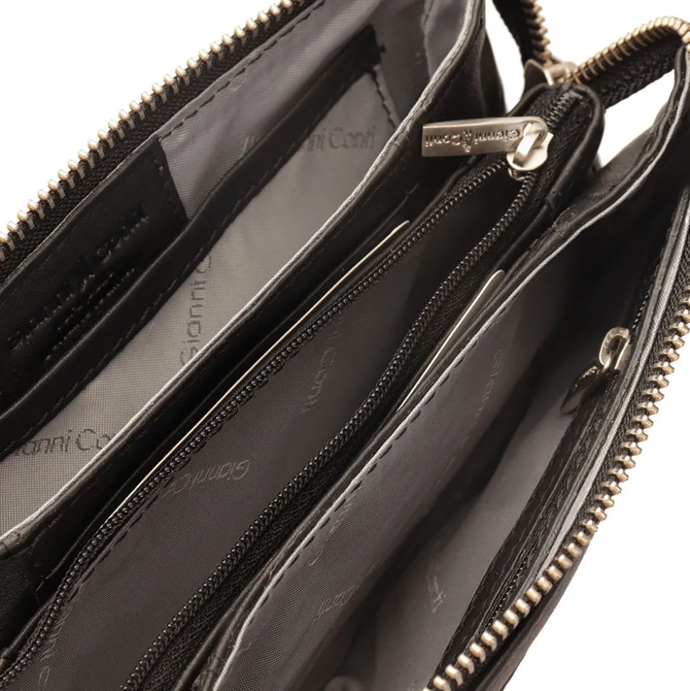 Pochette Donna a Tracolla GIANNI CONTI in Pelle Liscia Nera 585522
