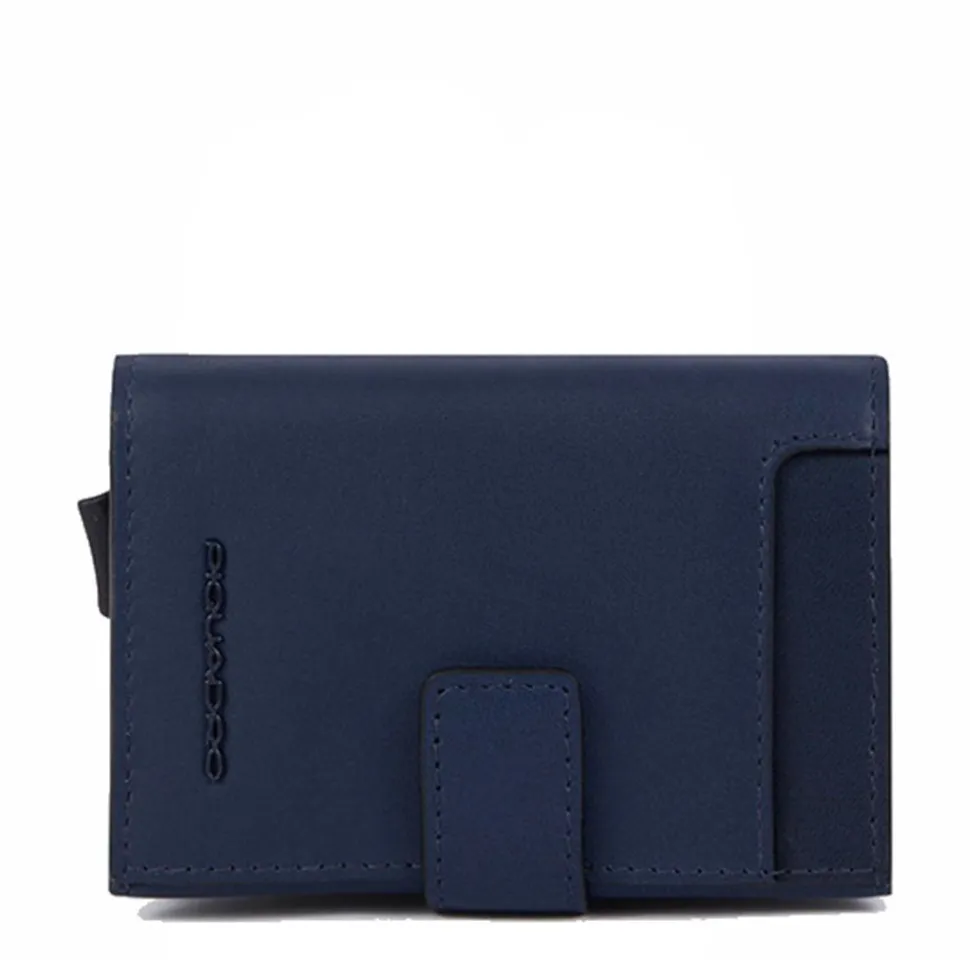 Porta carte di credito in metallo PIQUADRO in Pelle Blu PP5649W122R