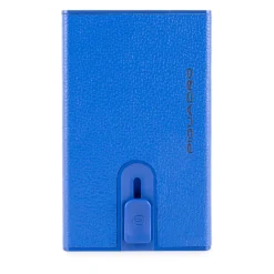 Portacarte PIQUADRO in Pelle e Alluminio con RFID Colore Blu - PP4825EMR