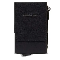 Portacarte PIQUADRO in Pelle e Alluminio con RFID Colore Nero Linea Solm - PP5585S141R