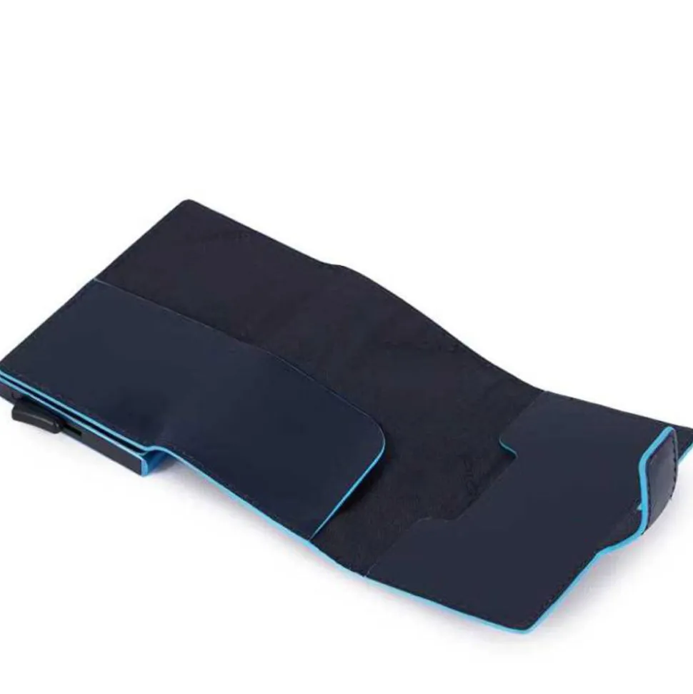Portacarte PIQUADRO in Pelle e Alluminio con RFID in Pelle Blu - PP5649B2RBLR