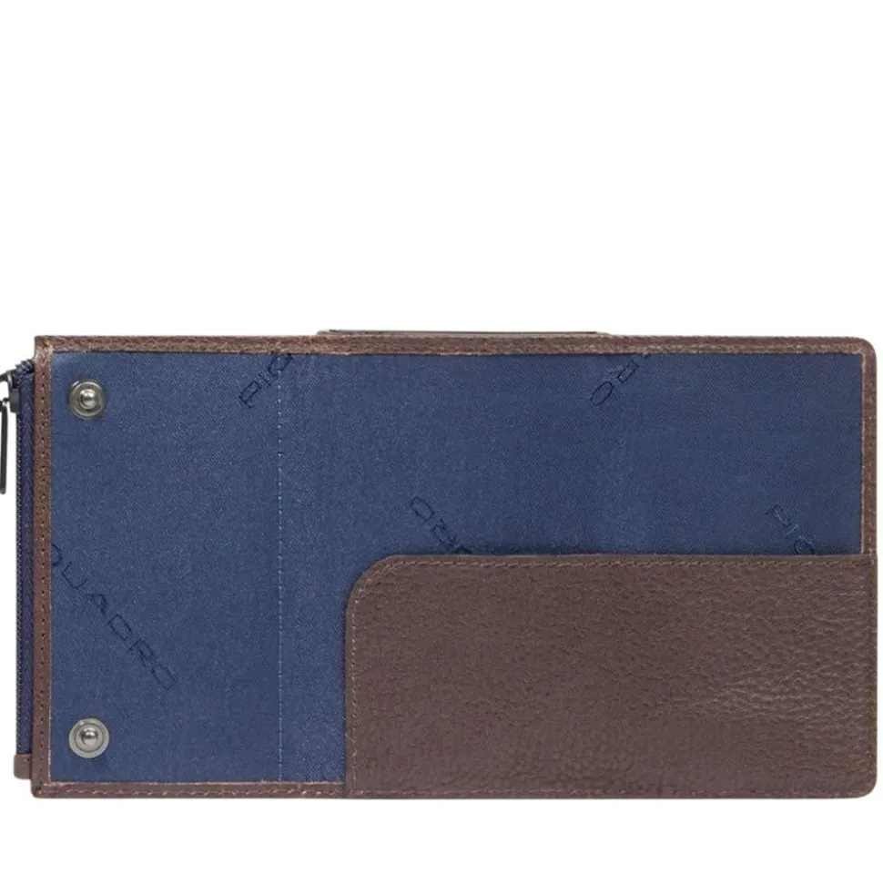 Portacarte PIQUADRO in Tessuto e Pelle e Alluminio con RFID Colore Blu- Testa Moro - PP5585W138R