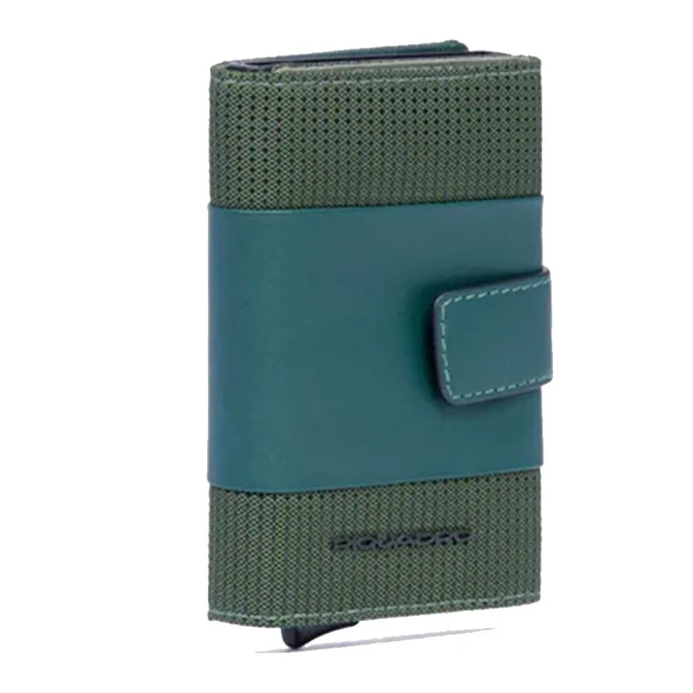 Portacarte PIQUADRO in Tessuto e Alluminio con RFID Colore Verde Linea Pq - Earth - PP5649S137R