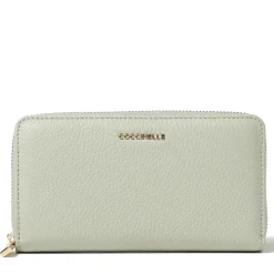 Portafoglio Donna COCCINELLE Zip Around in Pelle Celadon Green Linea Metallic Soft