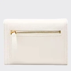 Portafoglio Donna COCCINELLE in Pelle Colore Blanco Linea Campus con Zip Posteriore