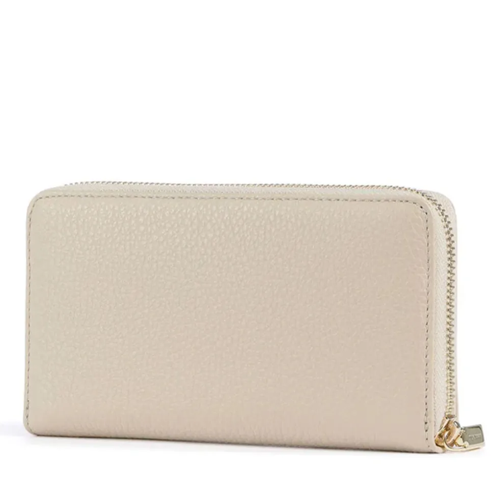 Portafoglio Donna COCCINELLE Zip Around in Pelle Sandshell Linea Metallic Soft