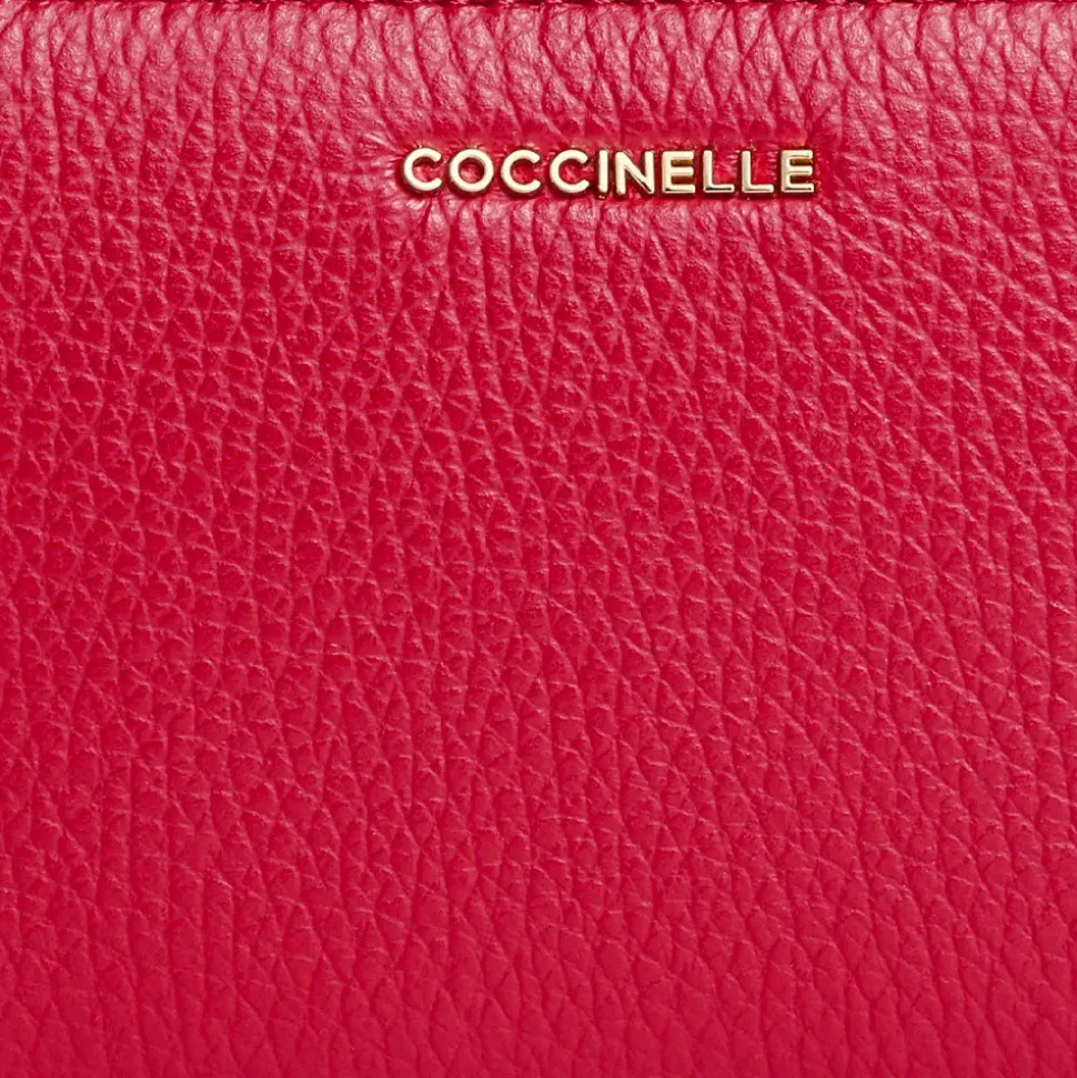 Portafoglio Donna COCCINELLE Zip Around in Pelle Scarlet Linea Metallic Soft