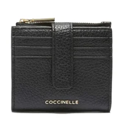Portafoglio Donna Mini COCCINELLE in Pelle Colore Nero Linea Metallic Soft