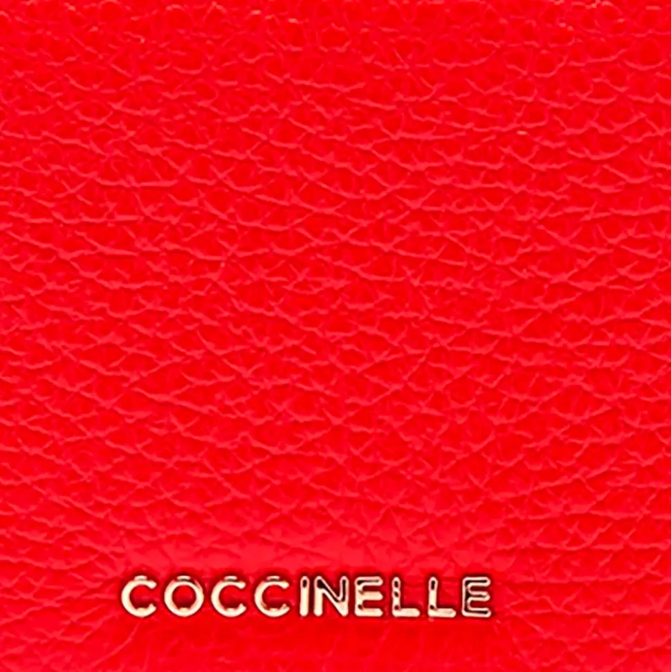 Portafoglio Donna Mini COCCINELLE in Pelle Linea Metallic Soft colore Gazpacho Chiuso con Bottone