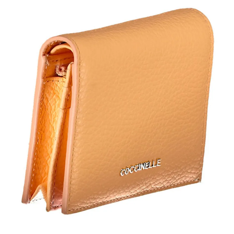 Portafoglio Donna Mini COCCINELLE in Pelle Linea Metallic Soft colore Sunrise Chiuso con Bottone