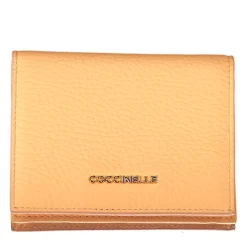 Portafoglio Donna Mini COCCINELLE in Pelle Linea Metallic Soft colore Sunrise Chiuso con Bottone