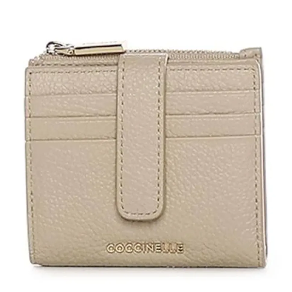 Portafoglio Donna Mini COCCINELLE in Pelle Colore Sandshell Linea Metallic Soft
