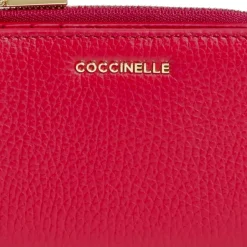Portafoglio Donna Piatto COCCINELLE in Pelle Scarlet Linea Metallic Soft
