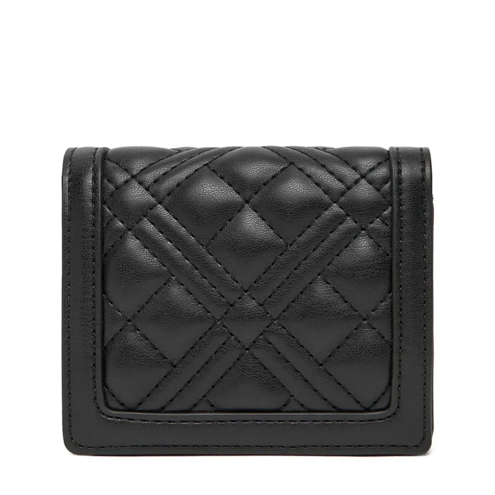 Portafoglio Donna Piccolo Trapuntato LOVE MOSCHINO linea Quilted Nero e Nikel
