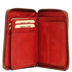 Portafoglio Donna Piccolo Zip Around in Pelle Rossa Intrecciata Gianni Conti