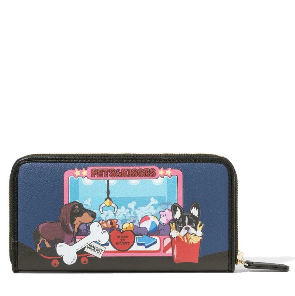 Portafoglio Donna Zip Around BRACCIALINI linea Allround Blu stampa Pets Love Date