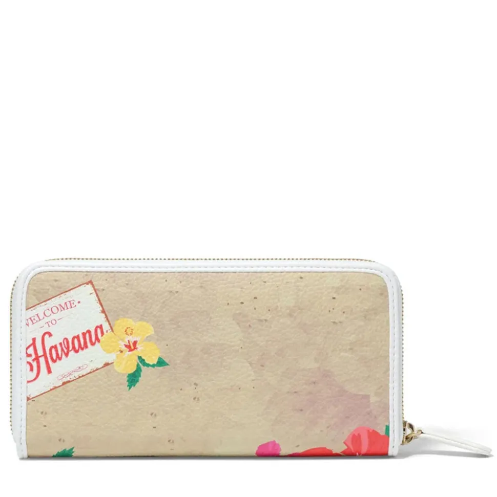 Portafoglio Donna Zip Around BRACCIALINI linea Cartoline stampa Cuba