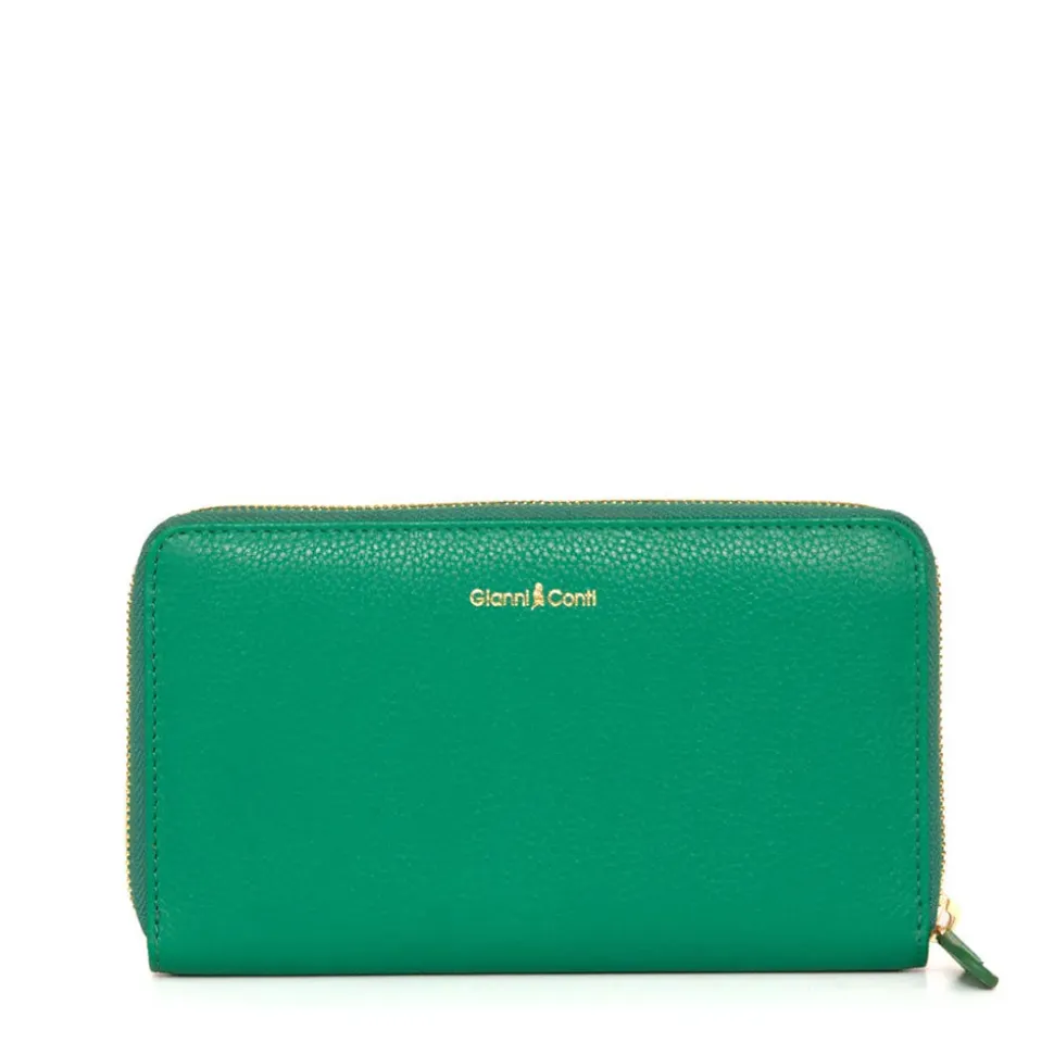 Portafoglio Donna Zip Around GIANNI CONTI linea Oliver in Pelle Verde