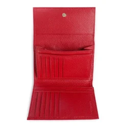 Portafoglio Piccolo COCCINELLE in Pelle Martellata Linea Metallic Soft colore Scarlet