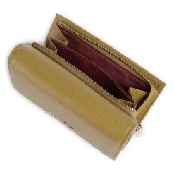 Portafoglio Piccolo COCCINELLE in Pelle Martellata Linea Metallic Soft colore Seagrass