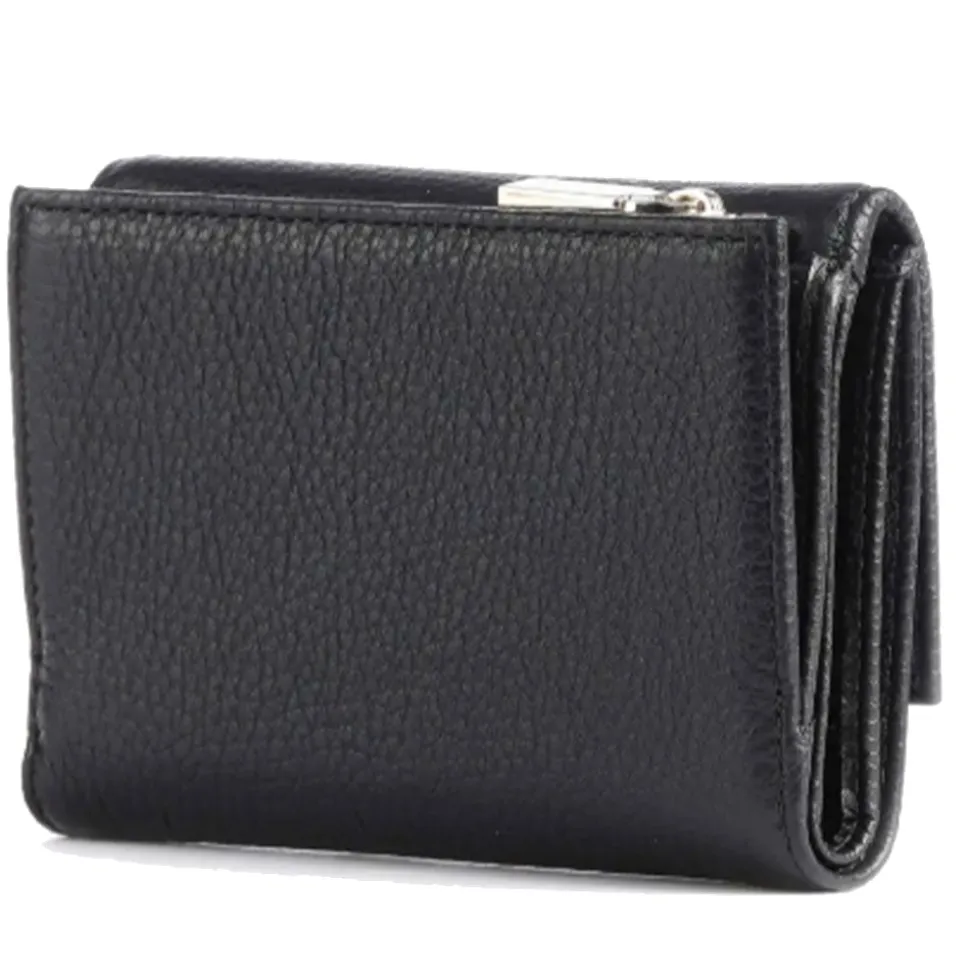 Portafoglio Piccolo COCCINELLE in Pelle Martellata Linea Metallic Soft colore Nero