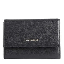 Portafoglio Piccolo COCCINELLE in Pelle Martellata Linea Metallic Soft colore Nero