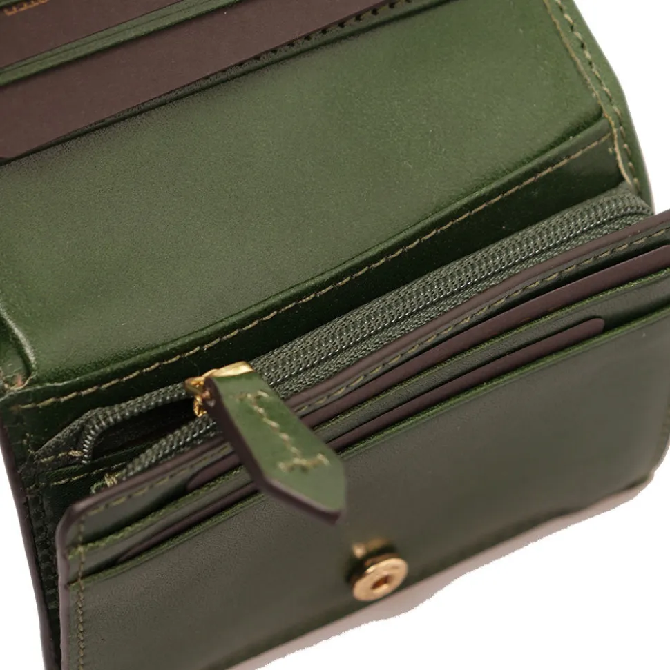 Portafoglio Piccolo con Bottone THE BRIDGE linea Lucrezia in Pelle Verde Inglese