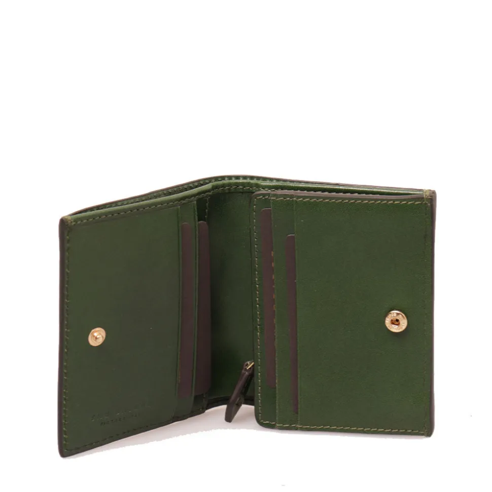 Portafoglio Piccolo con Bottone THE BRIDGE linea Lucrezia in Pelle Verde Inglese