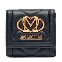 Portafoglio Piccolo Trapuntato con Bottone LOVE MOSCHINO linea Embossed Nero
