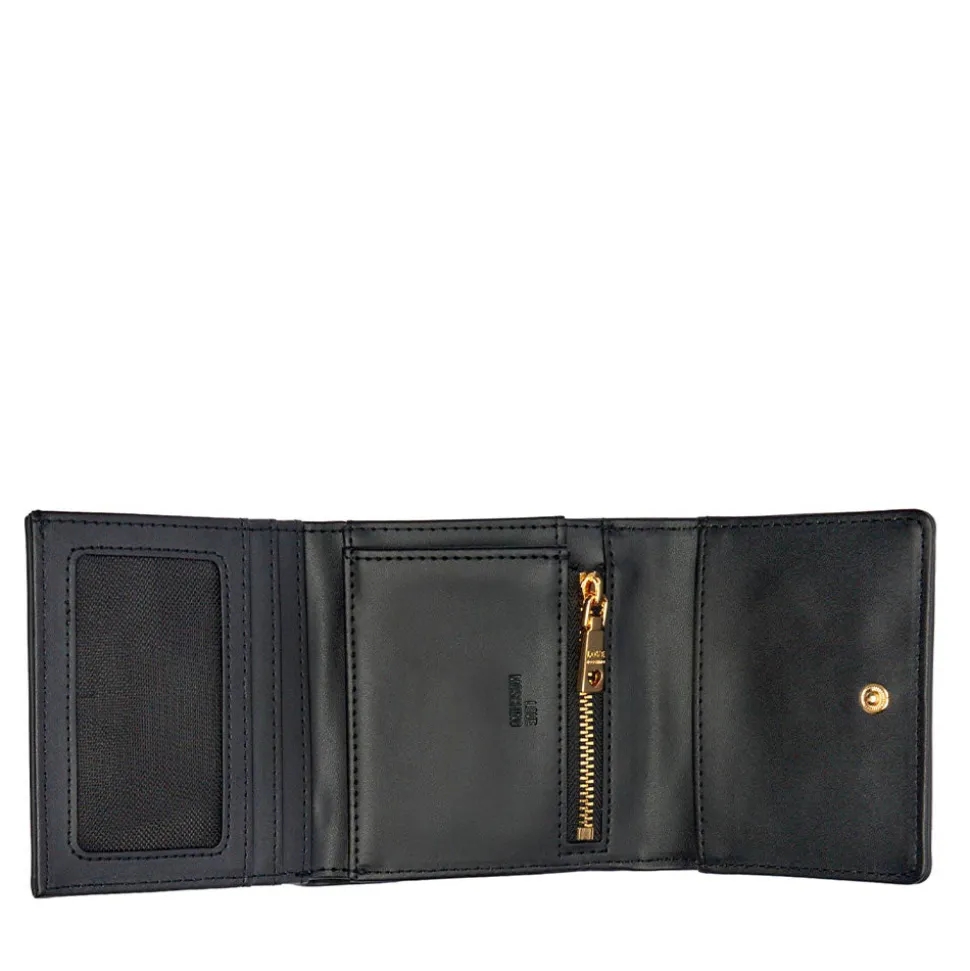 Portafoglio Piccolo Trapuntato con Bottone LOVE MOSCHINO linea Embossed Nero