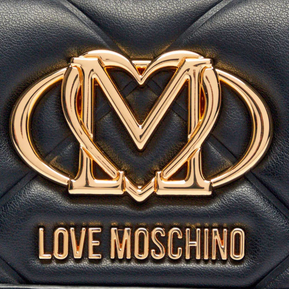 Portafoglio Piccolo Trapuntato con Bottone LOVE MOSCHINO linea Embossed Nero