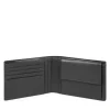 Portafoglio Piquadro Uomo con Portamonete in Pelle Chevron - Nero - PU257P16